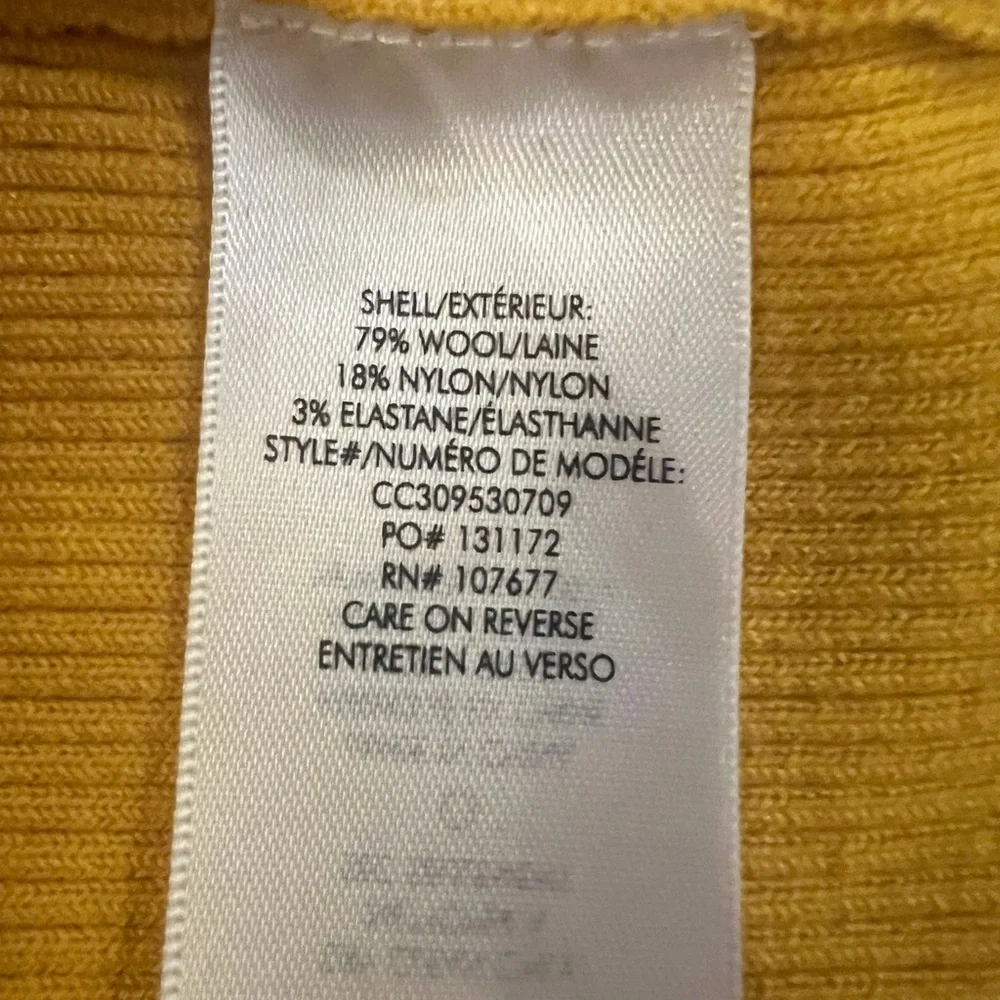 Alice + Olivia Senaida Cropped Mock Neck Jewel Tone Yellow Ribbed Sweater- Sz M - Picture 4 of 7